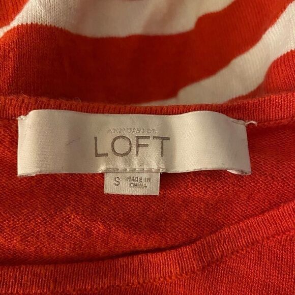 Ann Taylor Loft orange striped button sweater - Picture 4 of 5